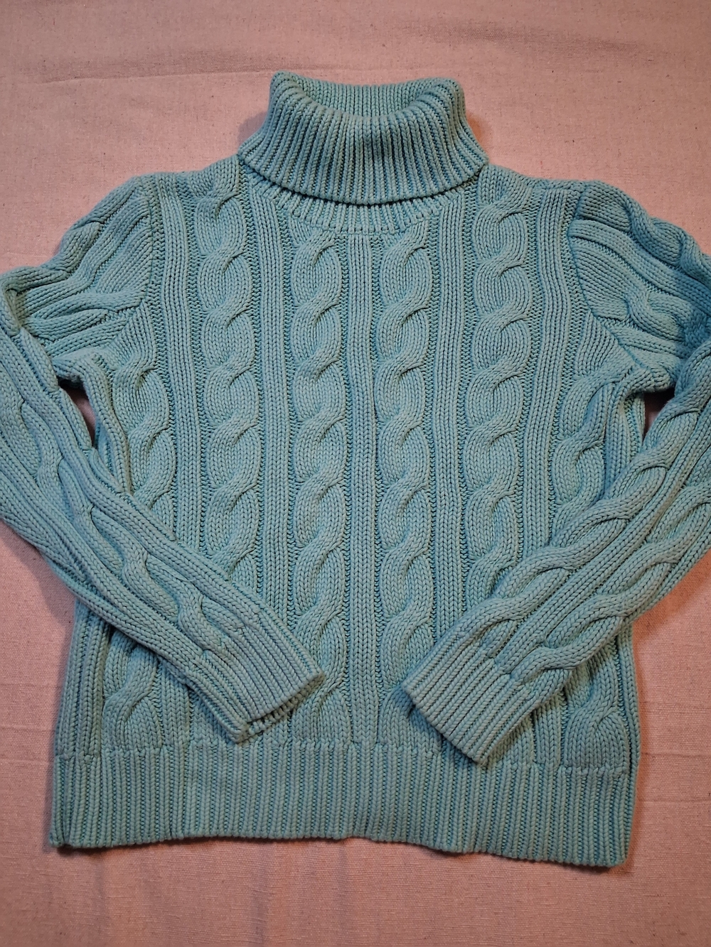 Lauren Ralph Lauren Seafoam Cable Knit Turtleneck Sweater Wom3n's Size Large